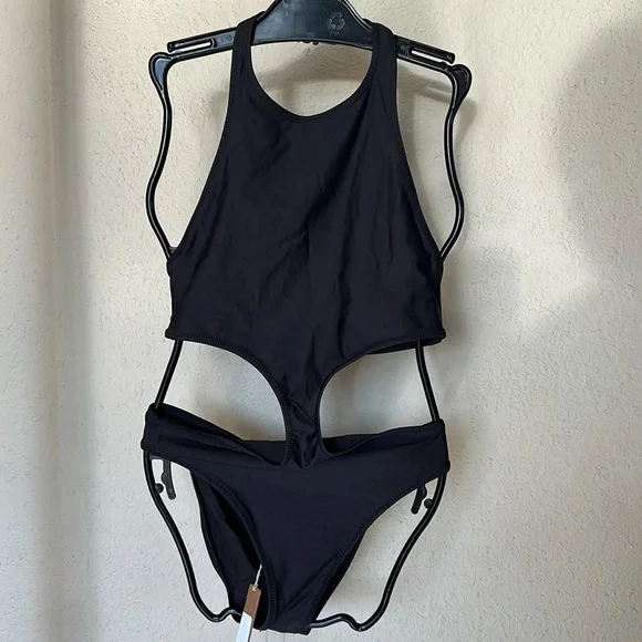 Skims Recycled Swim‎ Halter Monokini OP-BRF-4838 Black Size XS Women’s NWT - Picture 2 of 4